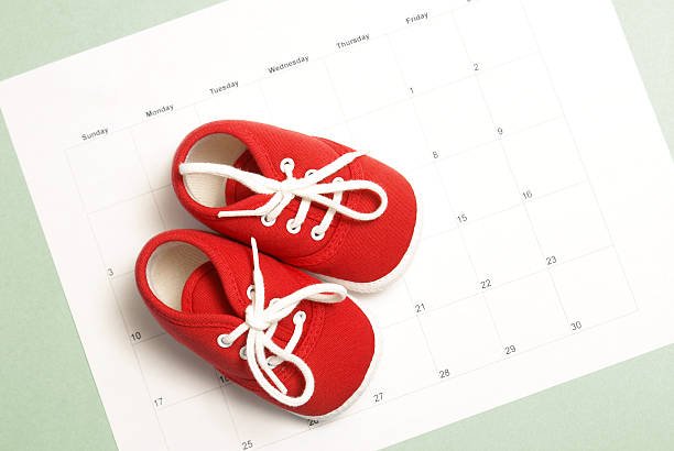 Baby shoes, calendar
